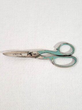 Vintage Wiss KS Kitchen Shears Scissors Aqua Turquoise Jar Bottle Opener USA 8"